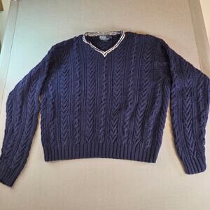 Polo Ralph Lauren Women’s XL Hand Knit Linen Cotton Wool V-Neck Sweater